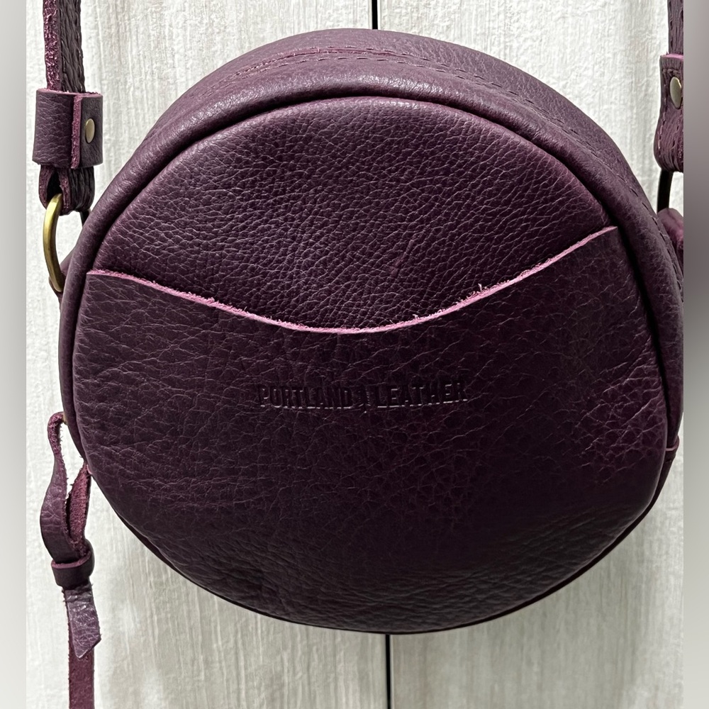 Portland Leather Round Crossbody Bag in Purple - Picture 4 of 6